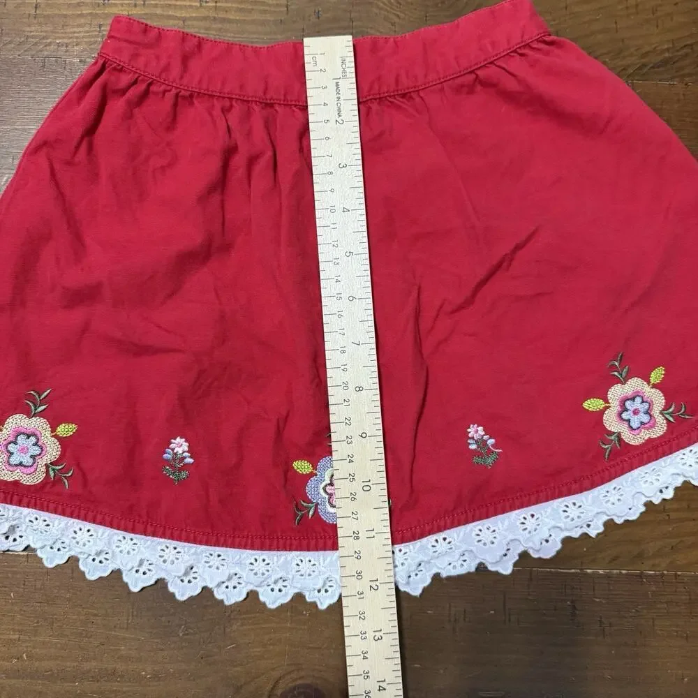 Hanna Andersson Red Embroidered Skirt Size 5